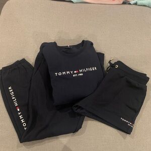 Tommy Hilfiger Navy Crewneck with Flag Logo-3 Piece Set